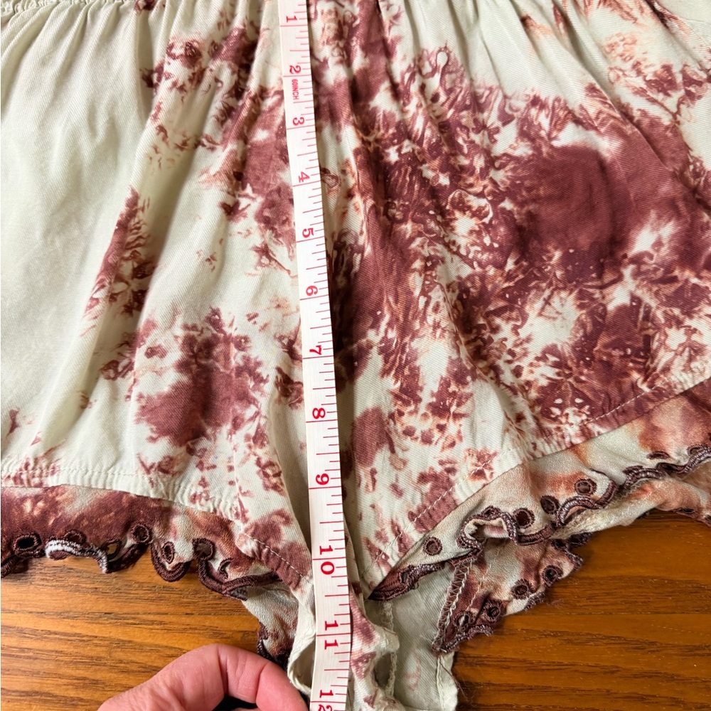 Free People Maroon and Cream Tie-Dye Romper - Picture 11 of 13